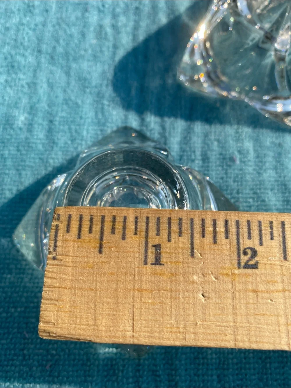 Vintage Heavy Clear Crystal Candle Holders Four-Sided Blooming Petals- Set of 2